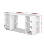 Artiss Computer Desk Bookshelf White 150CM - Image 3