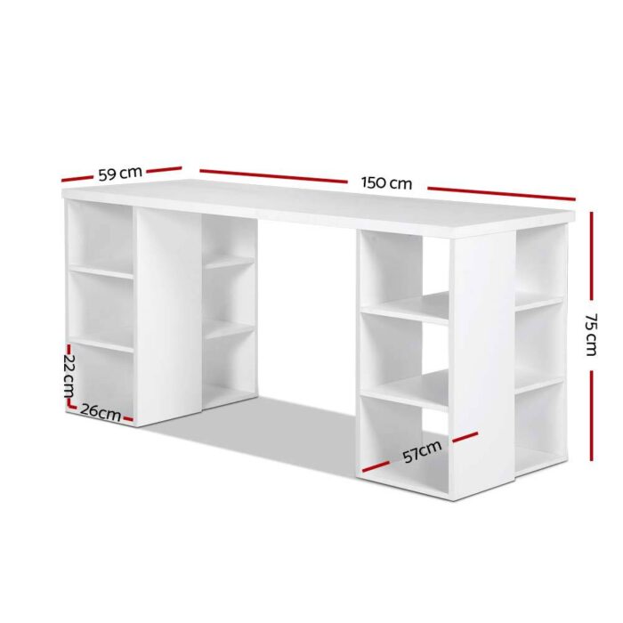 Artiss Computer Desk Bookshelf White 150CM - Image 3