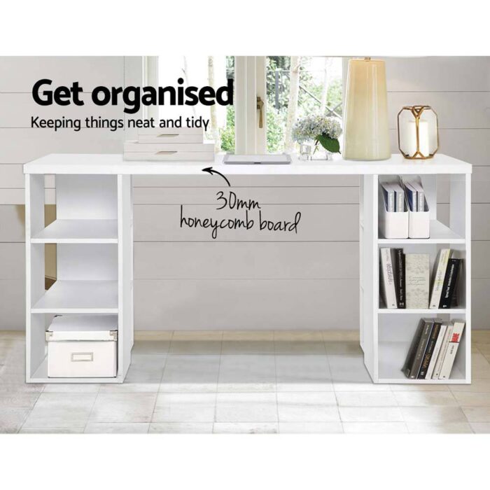 Artiss Computer Desk Bookshelf White 150CM - Image 4