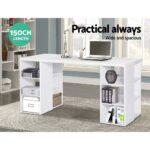 Artiss Computer Desk Bookshelf White 150CM - Image 5