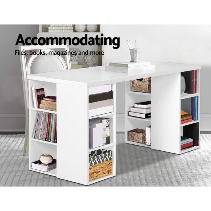 Artiss Computer Desk Bookshelf White 150CM - Image 6