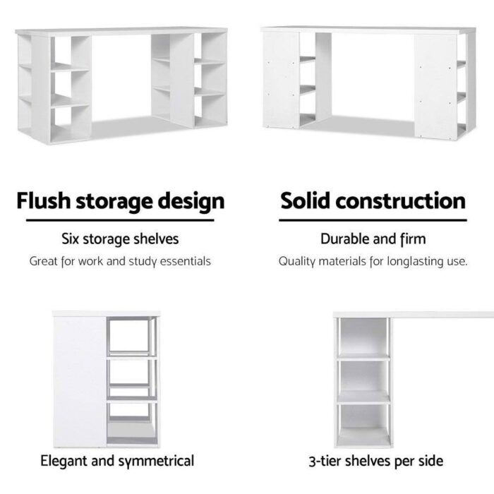 Artiss Computer Desk Bookshelf White 150CM - Image 7