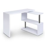 Artiss Computer Desk L-Shape Bookshelf White - Image 2