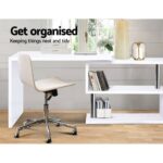 Artiss Computer Desk L-Shape Bookshelf White - Image 4