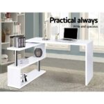 Artiss Computer Desk L-Shape Bookshelf White - Image 5