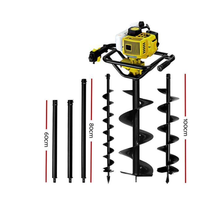Giantz 92CC Post Hole Digger Petrol Drill Auger Extension Bits - Image 3