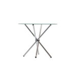 Artiss Round Dining Table 4 Seater 90cm Tempered Glass Clear Chrome Steel Legs Cross Cafe Kitchen Tables - Image 5
