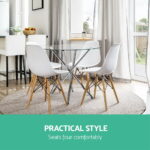 Artiss Round Dining Table 4 Seater 90cm Tempered Glass Clear Chrome Steel Legs Cross Cafe Kitchen Tables - Image 7