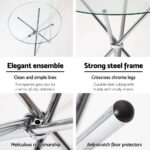 Artiss Round Dining Table 4 Seater 90cm Tempered Glass Clear Chrome Steel Legs Cross Cafe Kitchen Tables - Image 2