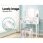 Artiss Dressing Table Stool Set Foldable Mirror White - Image 4