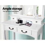 Artiss Dressing Table Stool Set Foldable Mirror White - Image 5