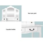 Artiss Dressing Table Stool Set Foldable Mirror White - Image 7