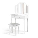 Artiss Dressing Table Stool Mirror Drawer Makeup Jewellery Cabinet Organizer - Image 2