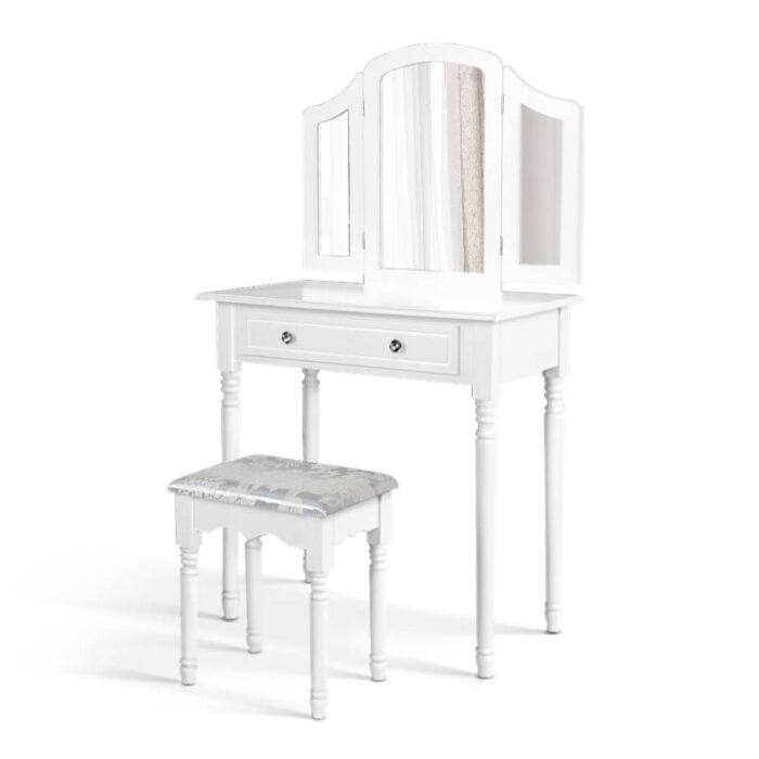 Artiss Dressing Table Stool Mirror Drawer Makeup Jewellery Cabinet Organizer - Image 2