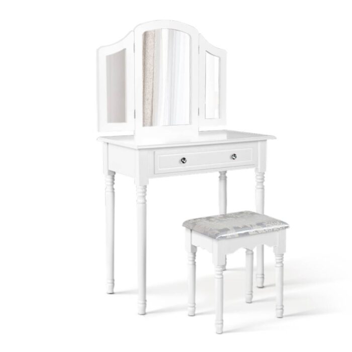 Artiss Dressing Table Stool Mirror Drawer Makeup Jewellery Cabinet Organizer - Image 4