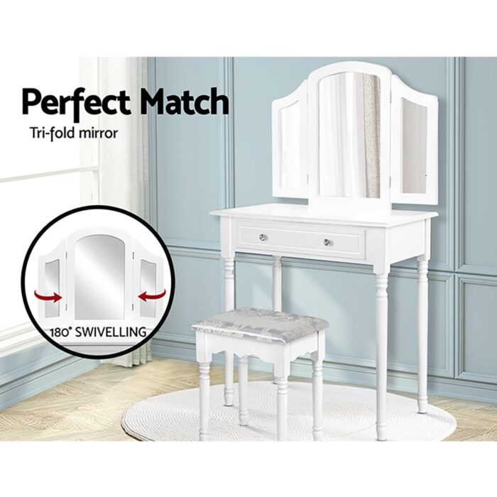 Artiss Dressing Table Stool Mirror Drawer Makeup Jewellery Cabinet Organizer - Image 5
