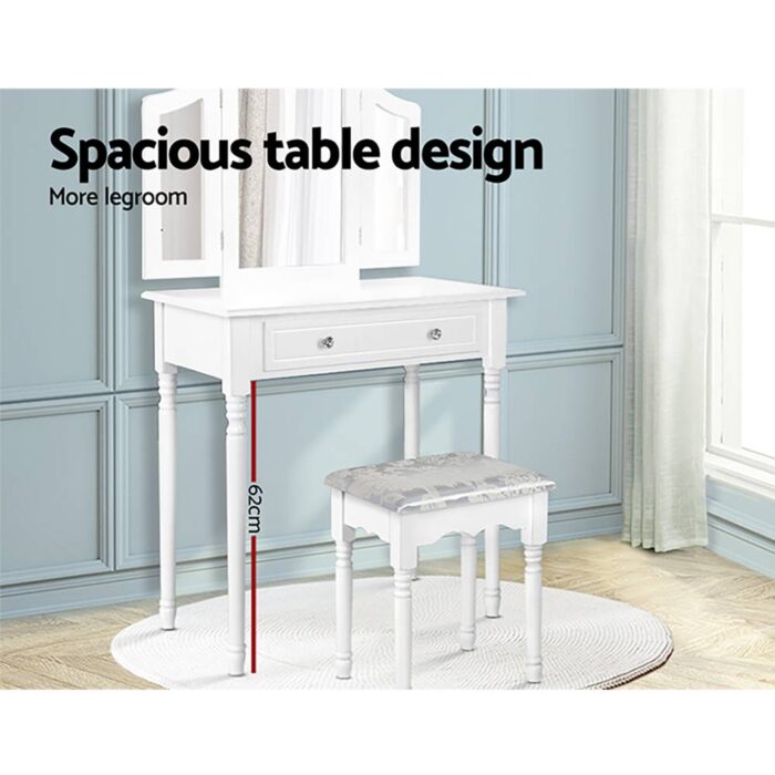 Artiss Dressing Table Stool Mirror Drawer Makeup Jewellery Cabinet Organizer - Image 7