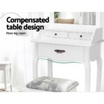 Artiss Dressing Table Stool Mirror Drawer Makeup Jewellery Cabinet White Desk - Image 7