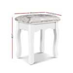 Artiss Dressing Table Stool Velvet White - Image 3