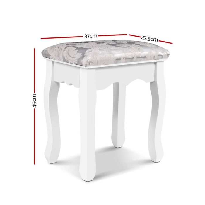Artiss Dressing Table Stool Velvet White - Image 3
