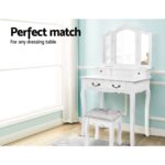Artiss Dressing Table Stool Velvet White - Image 5