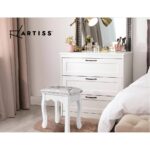 Artiss Dressing Table Stool Velvet White - Image 7