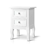 Artiss Bedside Table 2 Drawers - BISSET White - Image 2