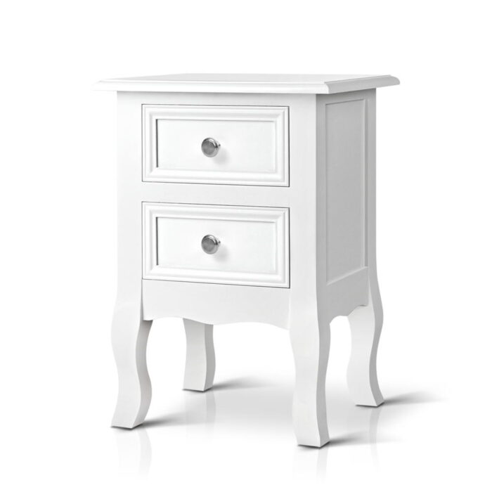 Artiss Bedside Table 2 Drawers - BISSET White - Image 2