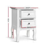 Artiss Bedside Table 2 Drawers - BISSET White - Image 3