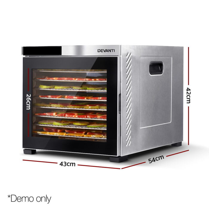 Devanti 10 Trays Food Dehydrator Stainless Steel Tray - Image 3