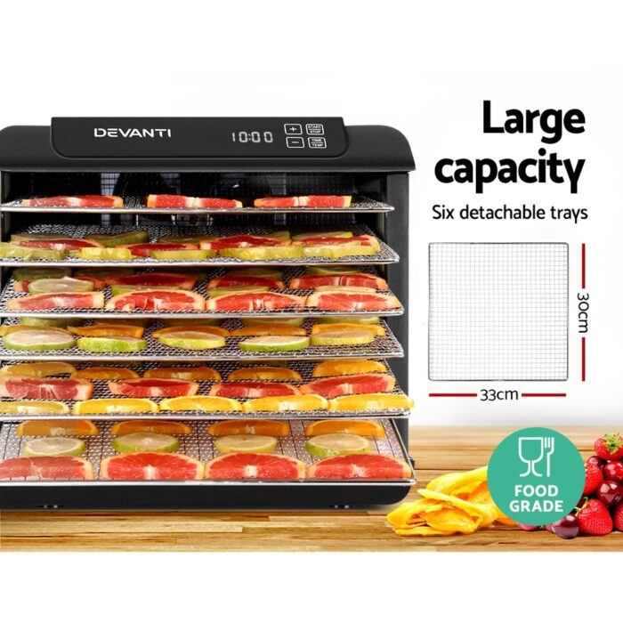 Devanti 6 Trays Food Dehydrator Stainless Steel Tray - Image 7