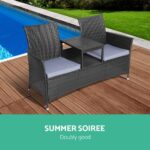 Gardeon 2 Seater Outdoor Wicker Bench - Black - Image 4