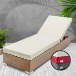 Gardeon Outdoor Wicker Sun Lounge - Natural Brown
