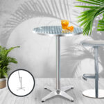 Gardeon Outdoor Bar Table Adjustable Aluminium Round 70/110cm