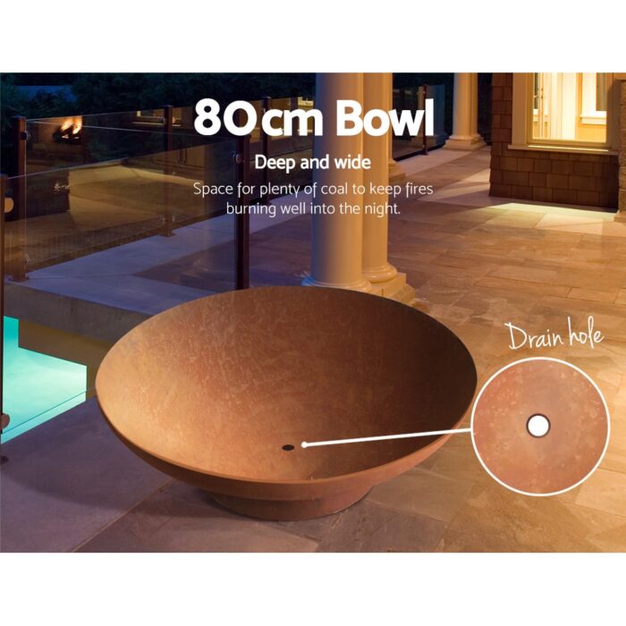 Grillz Fire Pit Bowl Cast Iron Rustic 80cm - Image 4