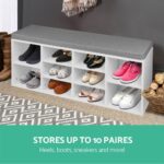 Artiss Fabric Shoe Bench with Storage Cubes - White - Image 5