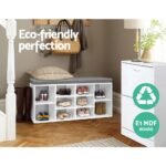 Artiss Fabric Shoe Bench with Storage Cubes - White - Image 7