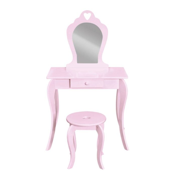 Keezi Kids Dressing Table Stool Set Vanity Mirror Princess Children Makeup Pink - Image 4