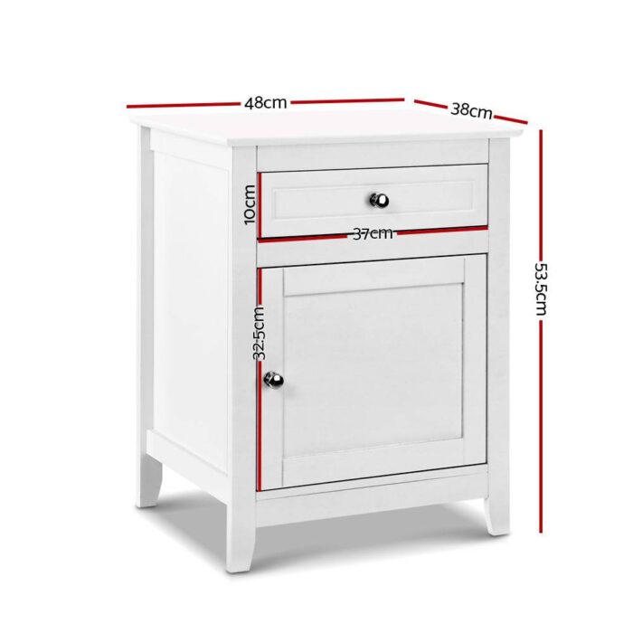 Artiss Bedside Tables Big Storage Drawers Cabinet Nightstand Lamp Chest White - Image 3