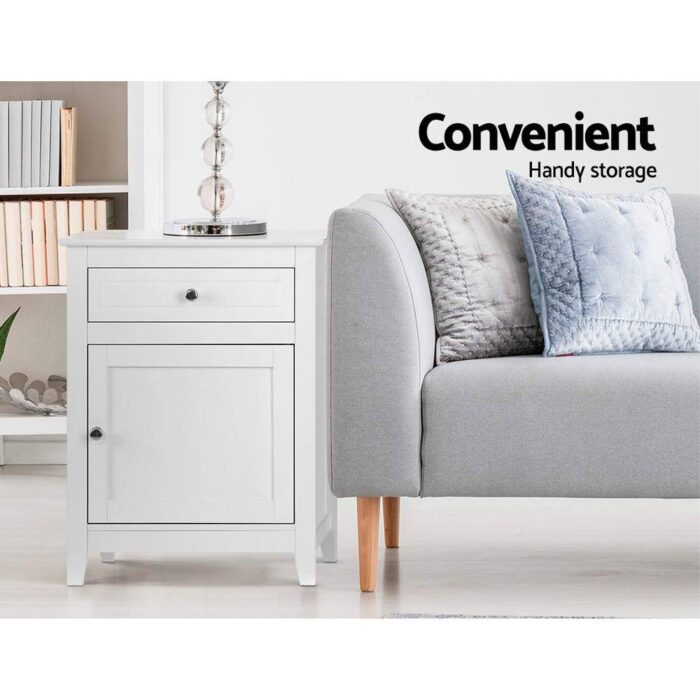 Artiss Bedside Tables Big Storage Drawers Cabinet Nightstand Lamp Chest White - Image 4