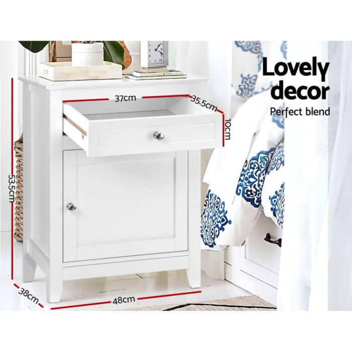 Artiss Bedside Tables Big Storage Drawers Cabinet Nightstand Lamp Chest White - Image 5