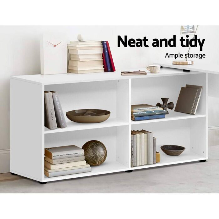 Artiss Computer Desk Bookshelf White 130CM - Image 4