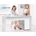 Artiss Computer Desk Bookshelf White 130CM - Image 6