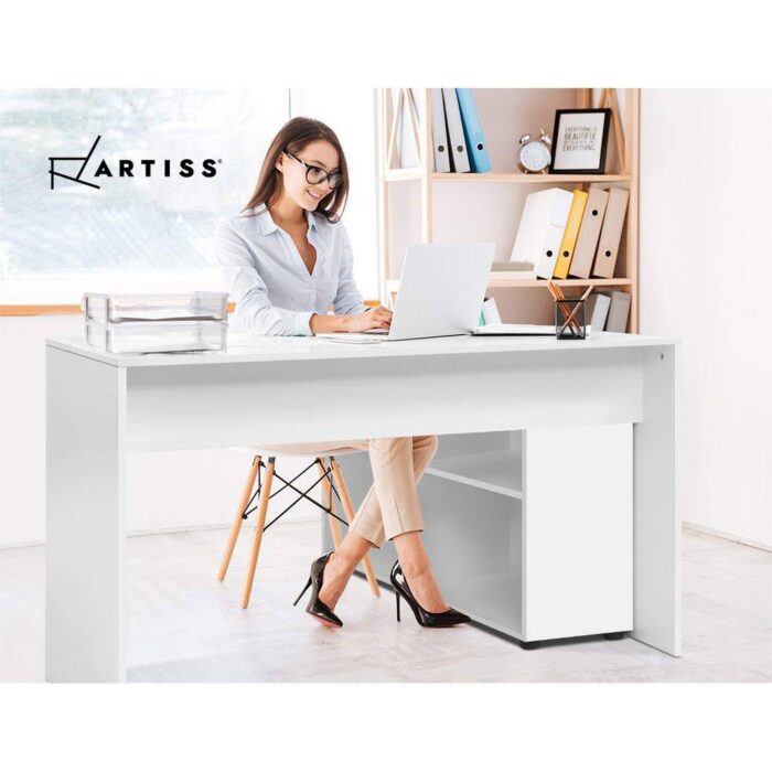 Artiss Computer Desk Bookshelf White 130CM - Image 6