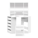 Artiss Dressing Table Stool Set Corner 5 Drawers White - Image 2