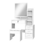 Artiss Dressing Table Stool Set 4 Drawers White - Image 2