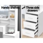 Artiss Dressing Table Stool Set 4 Drawers White - Image 5
