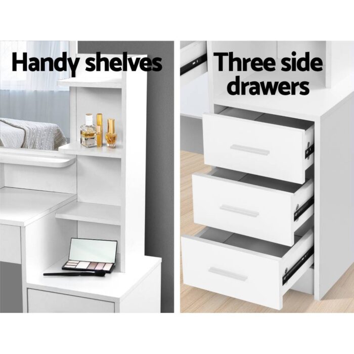 Artiss Dressing Table Stool Set 4 Drawers White - Image 5