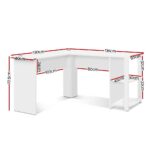 Artiss Computer Desk Shelf L-Shape White 136CM - Image 3