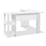 Artiss Computer Desk Shelf L-Shape White 136CM - Image 4